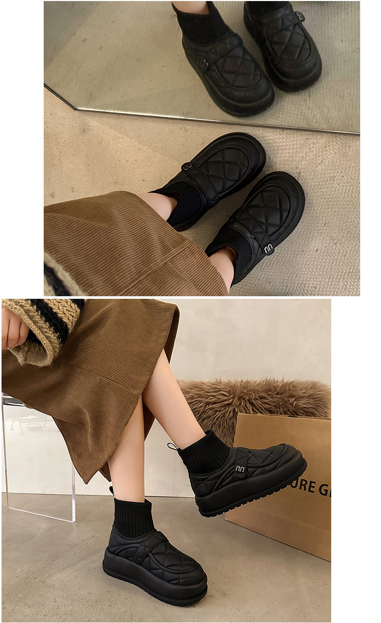 Warm Women's Velvet Ankle Boots With Thick Sole And Slip-on Style_voghion.com