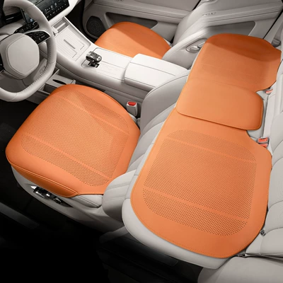 Summer Ventilation and Breathable | Seat cushion, seat cover - type-b-thin-pad-hermes-orange-three-piece-set-for-the-whole-car