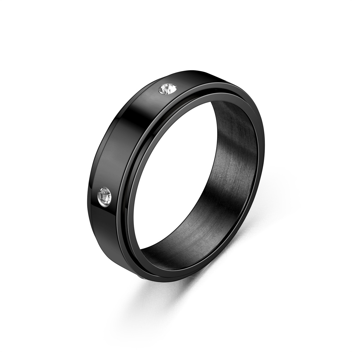 304 Stainless Steel Material Retro Classic Style Solid Color 304 Stainless Steel Plating Men's Anxiety Ring Men Signet Rings