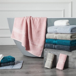 0 Cotton Bath Towel Set Absorbent Adult Bath Towels Solid Color