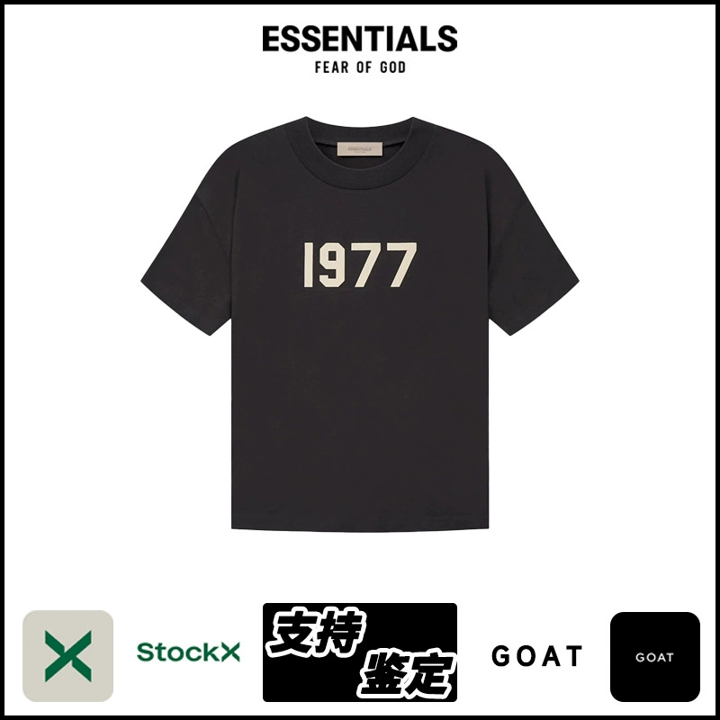 Футболка Essentials SS22 с заниженной линией плеча, круглым вырезом, укороченная, с флокированным принтом 1977, унисекс, парный стиль