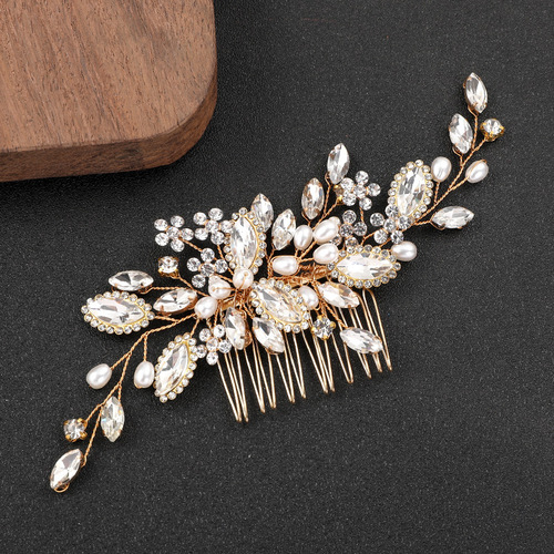New Chinese style hair comb, ancient style Hanfu hair accessories, wedding bride's headdress, handmade Xi mother-in-law's hair rhinestone insert comb