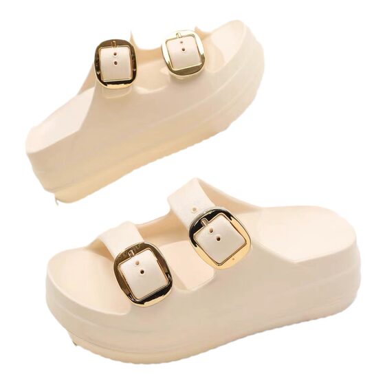 Thick bottom women's slippers EVA soft bottom solid color one-word drag thick bottom waterproof wear excrement feeling casual women's shoes wholesale