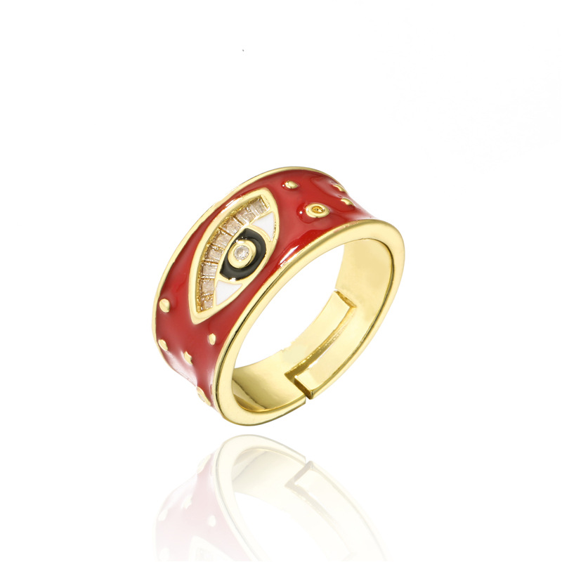 Fashion Color Oil Dripping Devil's Eye Adjustable Ring display picture 6