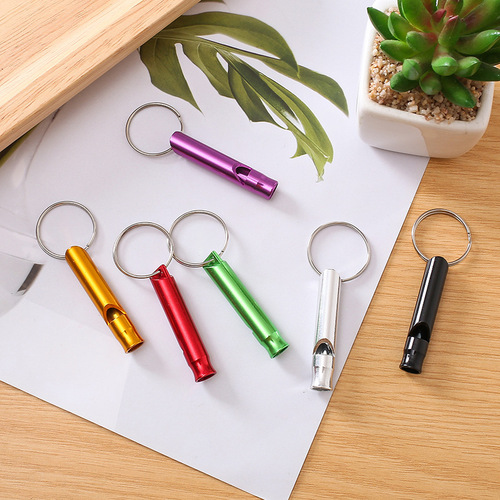 Outdoor camping life-saving whistle aluminum alloy whistle with logo printable metal multi-functional portable alloy whistle