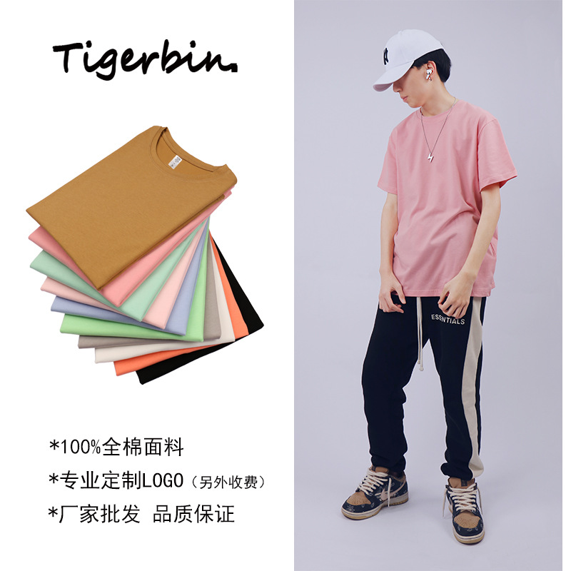 夏季新款純色男士短袖T恤純棉夏季新款純色寬松大碼體恤一件代發(fā)