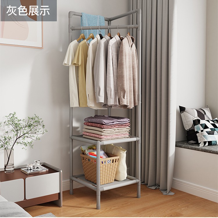Perchero de esquina, colgador de ropa, estante colgante para habitación de alquiler/dormitorio, perchero de esquina, estante de almacenamiento de pie, almacenamiento de lujo ligero.