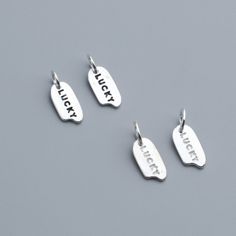 s925 sterling silver Thai silver Lucky pendant DIY beaded necklace bracelet Lucky small tag pendant accessories material s925 sterling silver Thai silver Lucky pendant DIY beaded necklace bracelet Lucky small tag pendant accessories material
