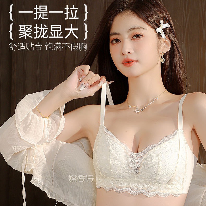 Ventas directas de fábrica comercio electrónico transfronterizo Sudeste de Asia Vietnam Tailandia damas burbujas encaje pecho pequeño recogido sujetador Tovin
