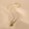 Fashionable black advanced retro necklace stainless steel, 2023 collection, high-end, french style, Chanel style