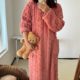 [Original Real shot] walking quilt coral velvet jacquard nightgown winter pajamas warm homewear nightdress