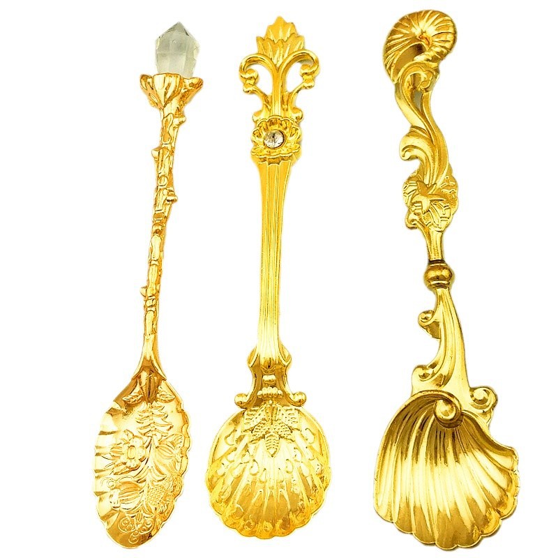 Creative Tableware Wholesale Gift 3-Piece 3D Set Solid Color Fashion Retro Coffee Conch Small Spoon_voghion.com