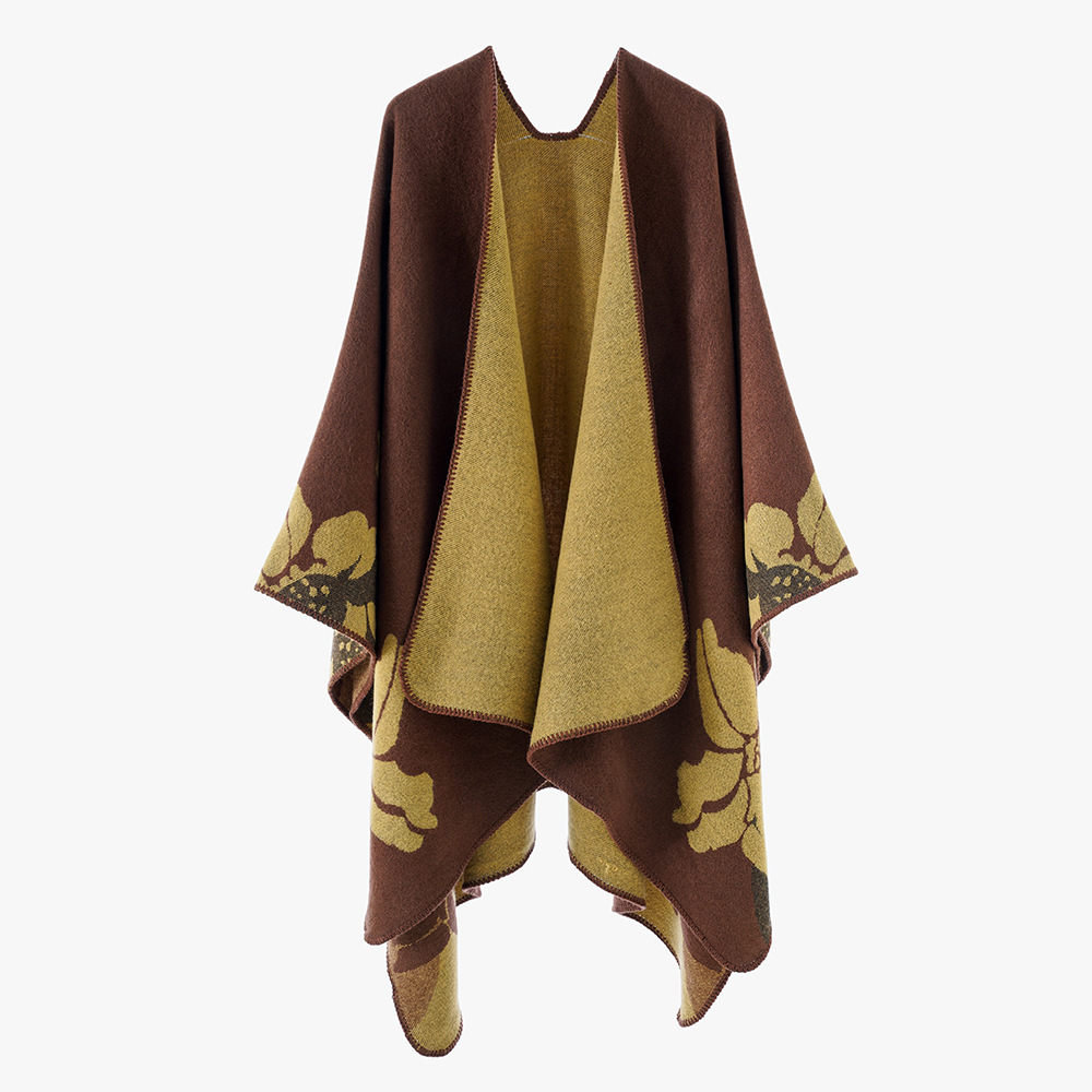 Nuevo multifuncional de cinco pétalos de flores de otoño y invierno Jacquard bufandas de doble cara bufandas de cachemira moda europea y americana popular explosión