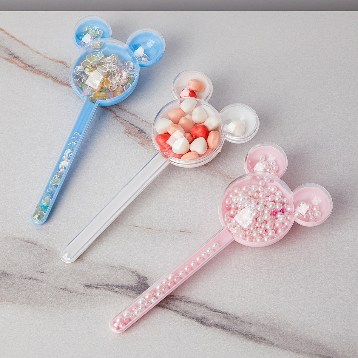 半透色创意塑料糖盒儿童收纳玩具盒卡通棒棒糖盒塑料米奇棒糖果盒