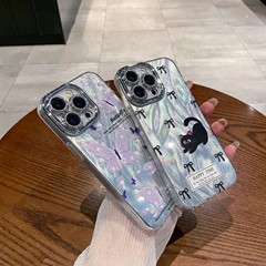 アニメの花はiPhone15携帯電話ケースリンゴ13フラッシュレンズ膜羽糸ケース14ハードケース16を適用している