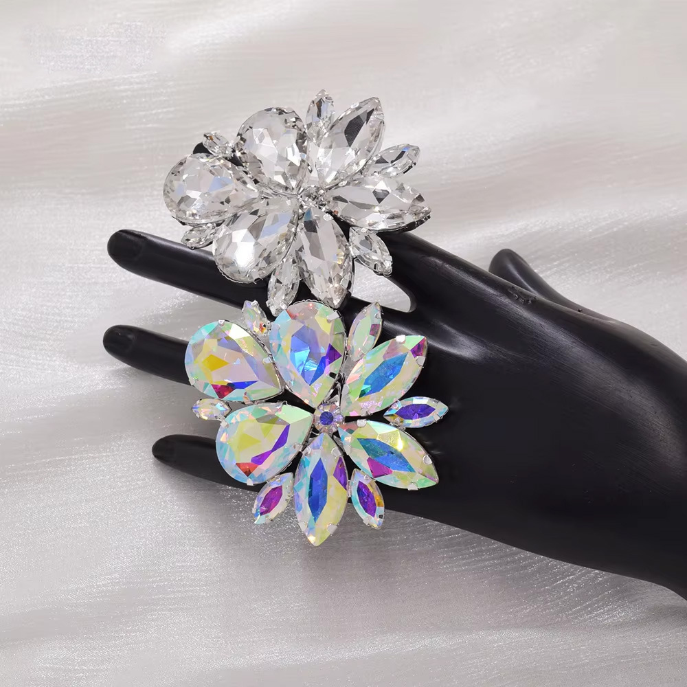fashion all match party personality exaggerated ring flower ring colorful simple design shiny ring female_voghion.com