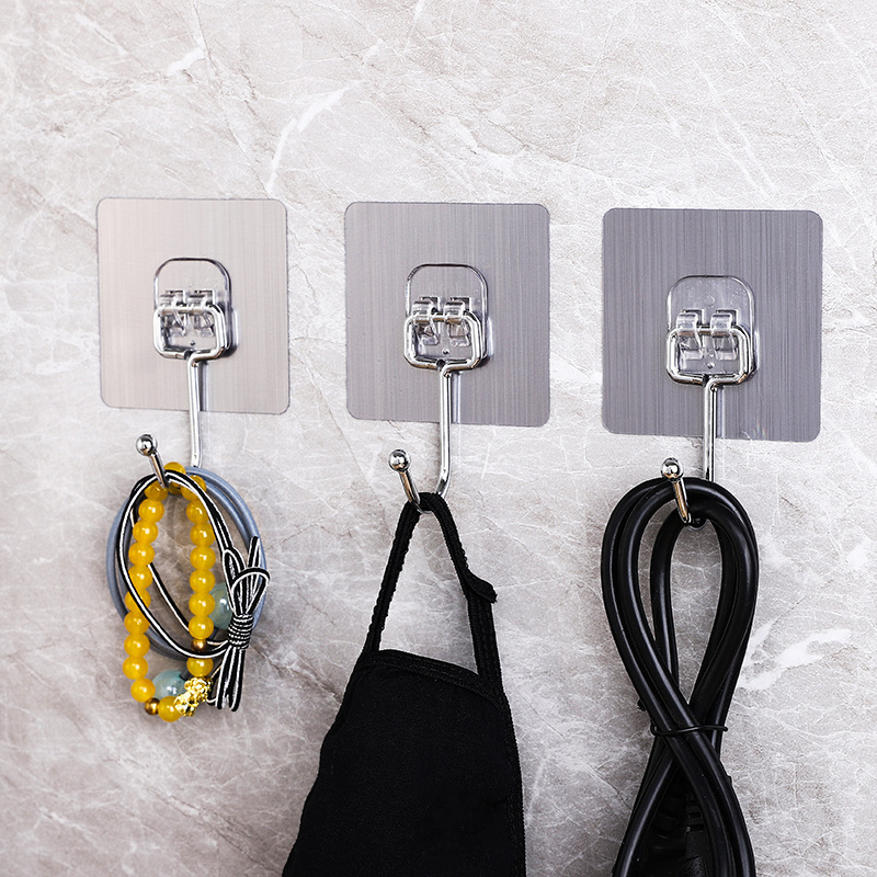 Upgraded Strong Adhesive Hook Powerful Sticky Tape for Kitchen Wall, No Drilling, Invisible, Adhesive Cup Hook for Clothes, Door Rear Sticky Hook