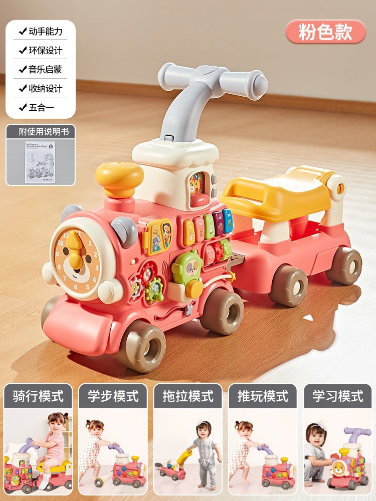 Cochecito de andador de bebé transfronterizo para evitar vuelco, el bebé puede sentarse en un andador multifuncional, juego de juguete de coche para niños