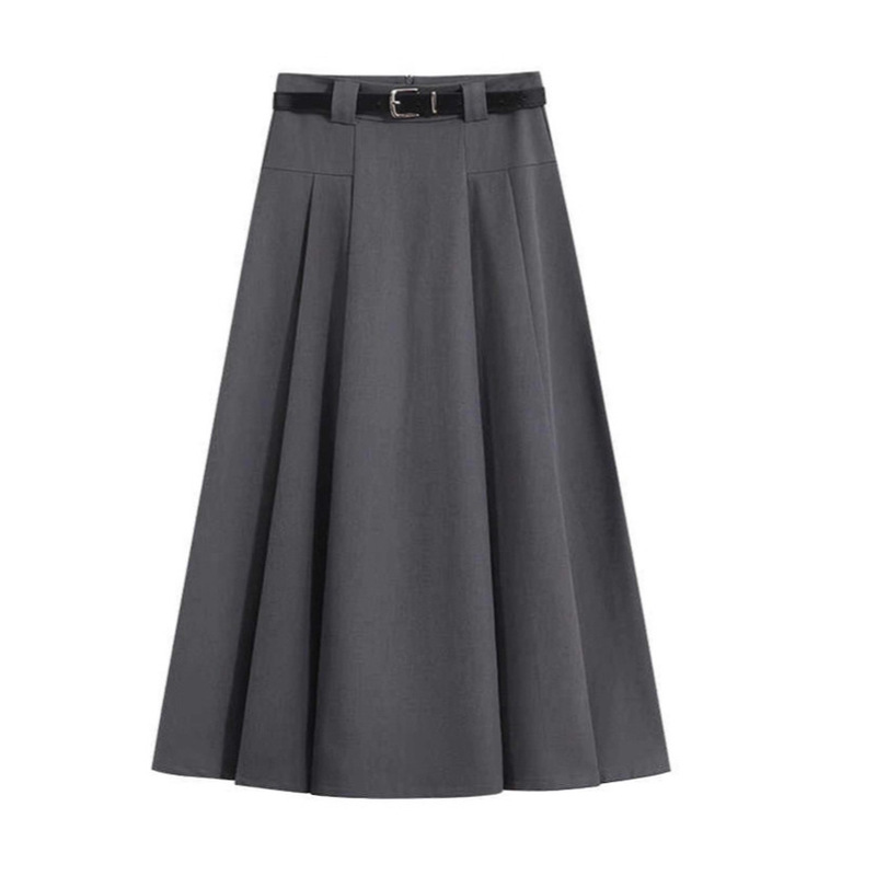Gray Suit Skirt for Women 2026 Summer New Style High-Waisted Slimming Elegant Mid-Length Skirt A-Line Pleated Skirt A7930