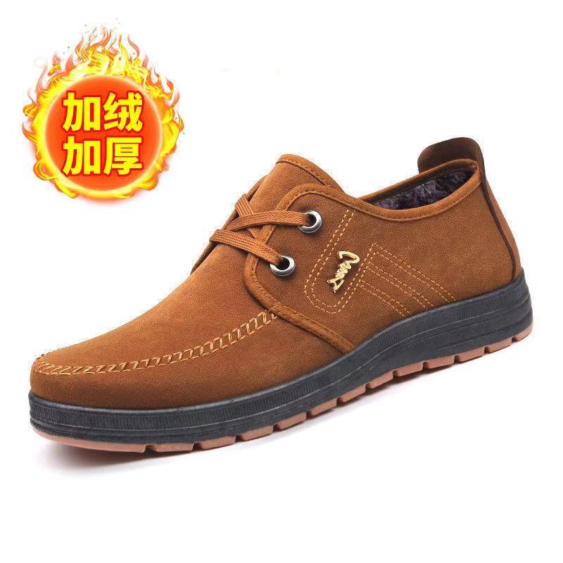 Primavera hombre redonda cordón zapatos de papá zapatos de tendón único zapatos de tela casuales resistentes al desgaste viejos zapatos de tela de Beijing cómodos para hombre
