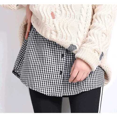Pullover base layer for layering, covering the buttocks, half-body false hem skirt for women, suitable for spring and winter, denim.