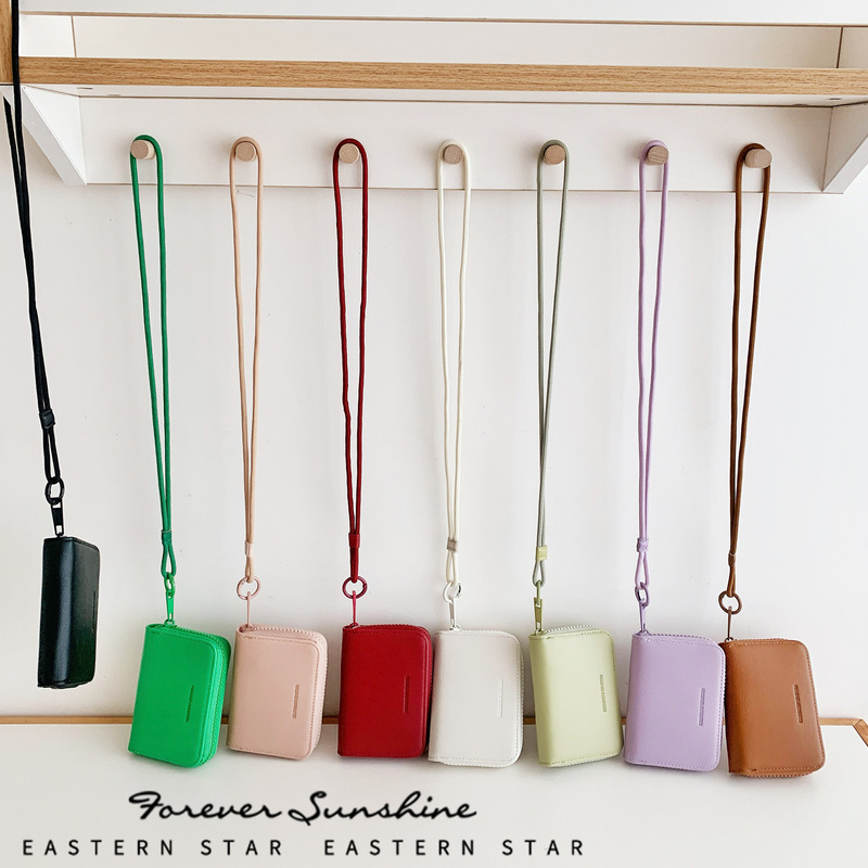 Hang neck small wallet! Selling INS Women's Wallet Short Zipper High-end Coin Purse in stock Crossbody Bag