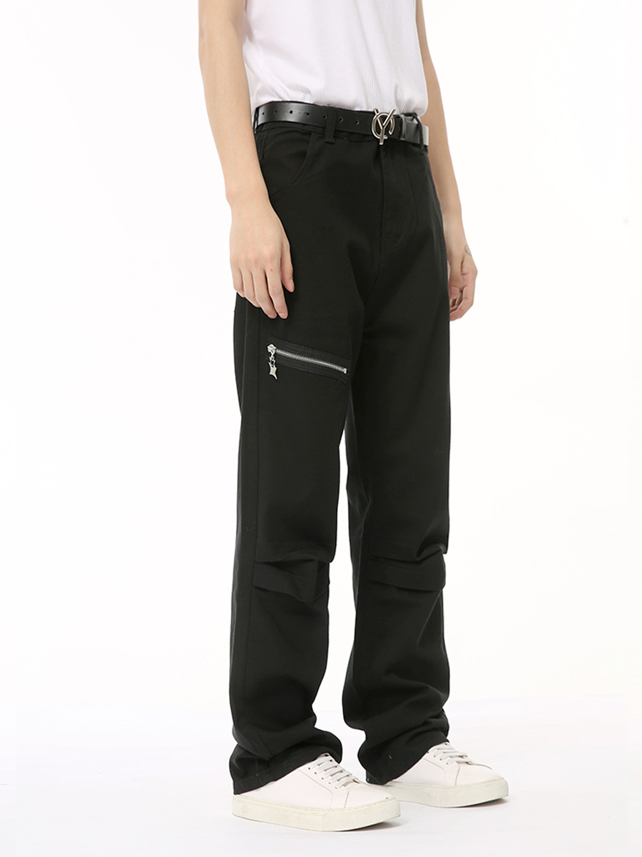 MTLCLOTHES Hombres| 2024 verano nuevos productos coreanos de alta calle zip empalme plegado diseño de pantalones de trabajo