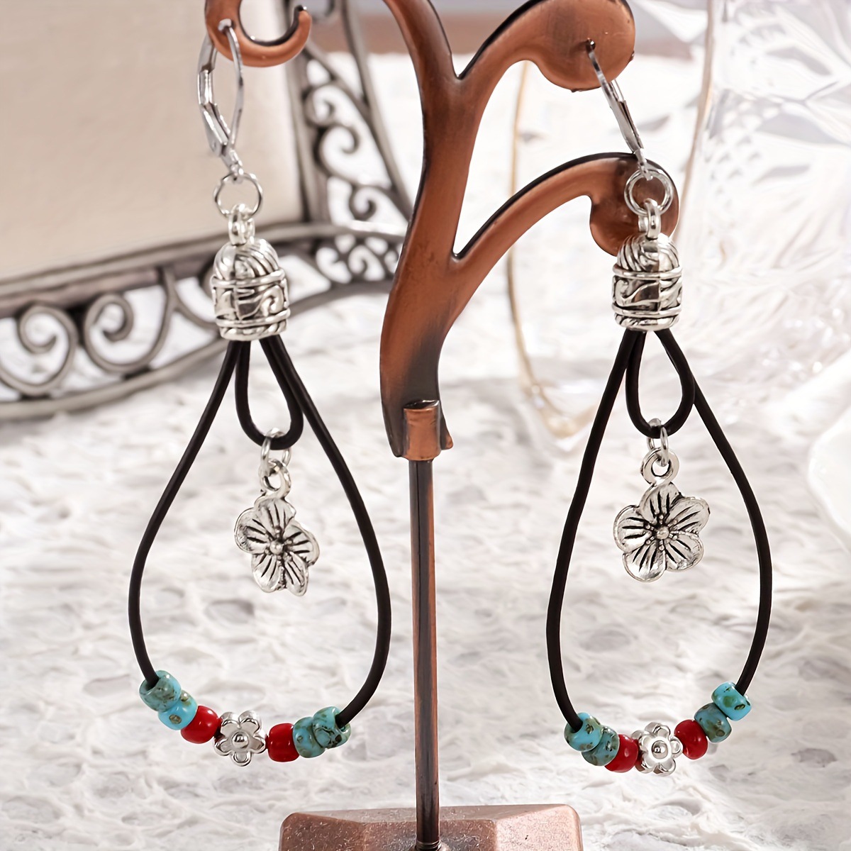 Böhmische Vintage Ohrhänger Mit Türkis Hochwertiger Nischenschmuck_voghion.com