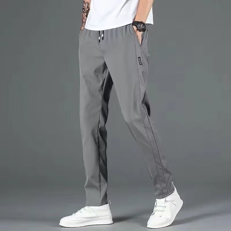 Ice Silk Pants Men's Loose Breathable Straight Casual Pants Spring and Summer Thin Quick-Drying Trousers Versatile Men's Sports Pants