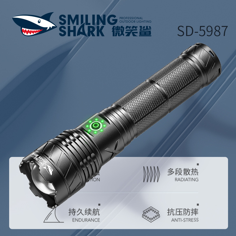 국경 간 새로운 천공포 강한 빛 손전등 야외 장거리 초강력 레이저 긴 수명 알루미늄 합금 손전등