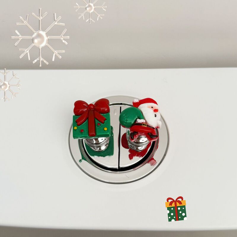 Cartoon Cute Santa Claus Toilet Flush Button, Long Nail-Friendly Flush Button, Toilet Tank Switch Cartoon Cute Santa Claus Toilet Flush Button, Long Nail-Friendly Flush Button, Toilet Tank Switch