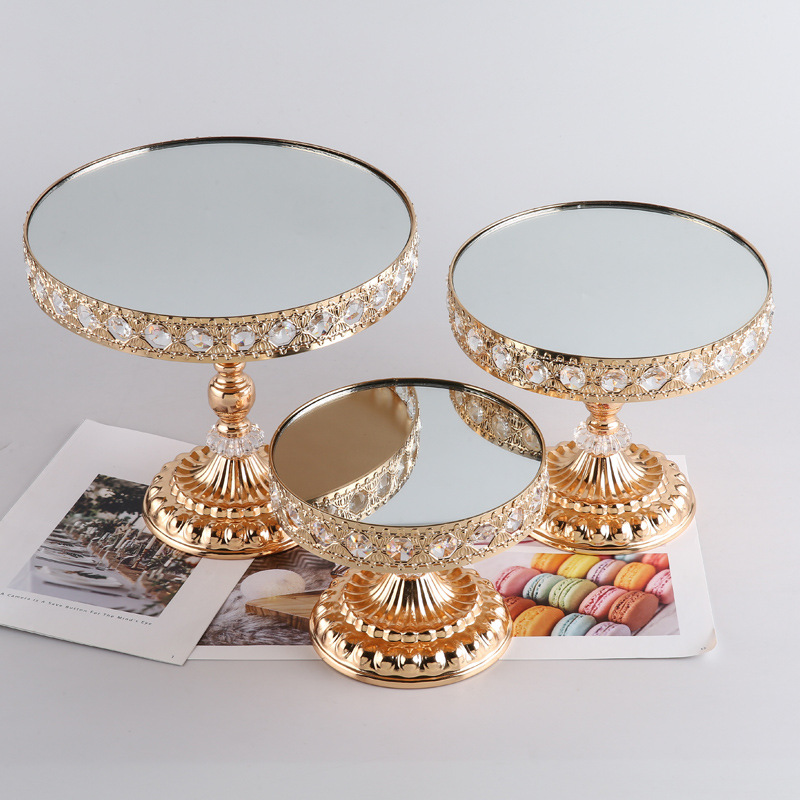Bandeja de pies altos de lujo ligero de hierro forjado de estilo europeo, descanso para el té de la tarde, mesa de postres, estante de punto, sala de modelos de metal, estante de exhibición, decoración image 1