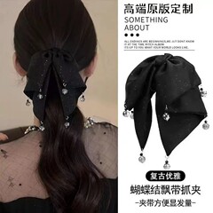 馬尾ヘアクリップで髪量を増やす、後頭部にまとめる半分結んだヘアアクセサリー、フレンチスタイルの多層リボンヘアクリップ、女性用インスタ風