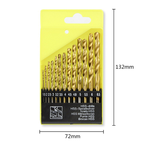 Xinsentuo 13pcs titanium-plated twist drill hand electric drill punching tool set wholesale titanium-plated hole woodworking drill bit