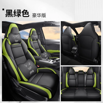 Leather Cushion Interior Modification – Modelə uyğun (Original) oturacaq örtükləri - black-and-green-deluxe-version-five-seater-all-inclusive-nappa-leather-lynk-co-06