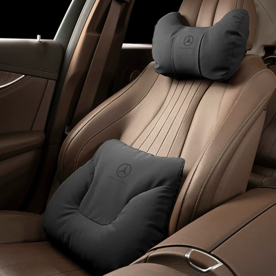 Headrest | High-End Cushion Seat - horn-style-premium-black-mercedes-benz-headrest-lumbar-support-one-of-each