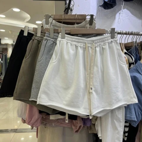 特大サイズ 150kg 韓国スタイルのシンプルなカジュアル弾性巾着ショーツ夏ファット MM 通勤多用途ワイドレッグパンツ女性用|undefined