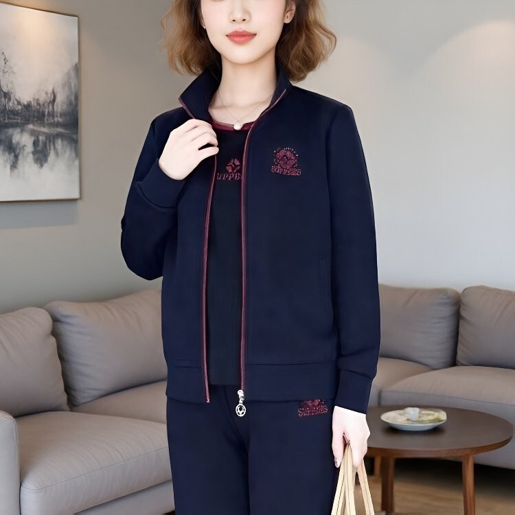 Dropshipping Service for Middle-Aged and Elderly Casual Sports Suits, Fashionable Middle-Aged Three-Piece Sportswear, Casual and Stylish Fashion for Moms