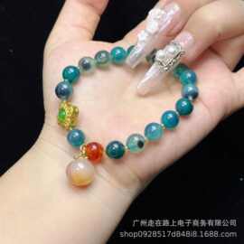 天然溏心玛瑙手链绿色玛瑙盐源小桃子DIY设计直播新款小清新手串