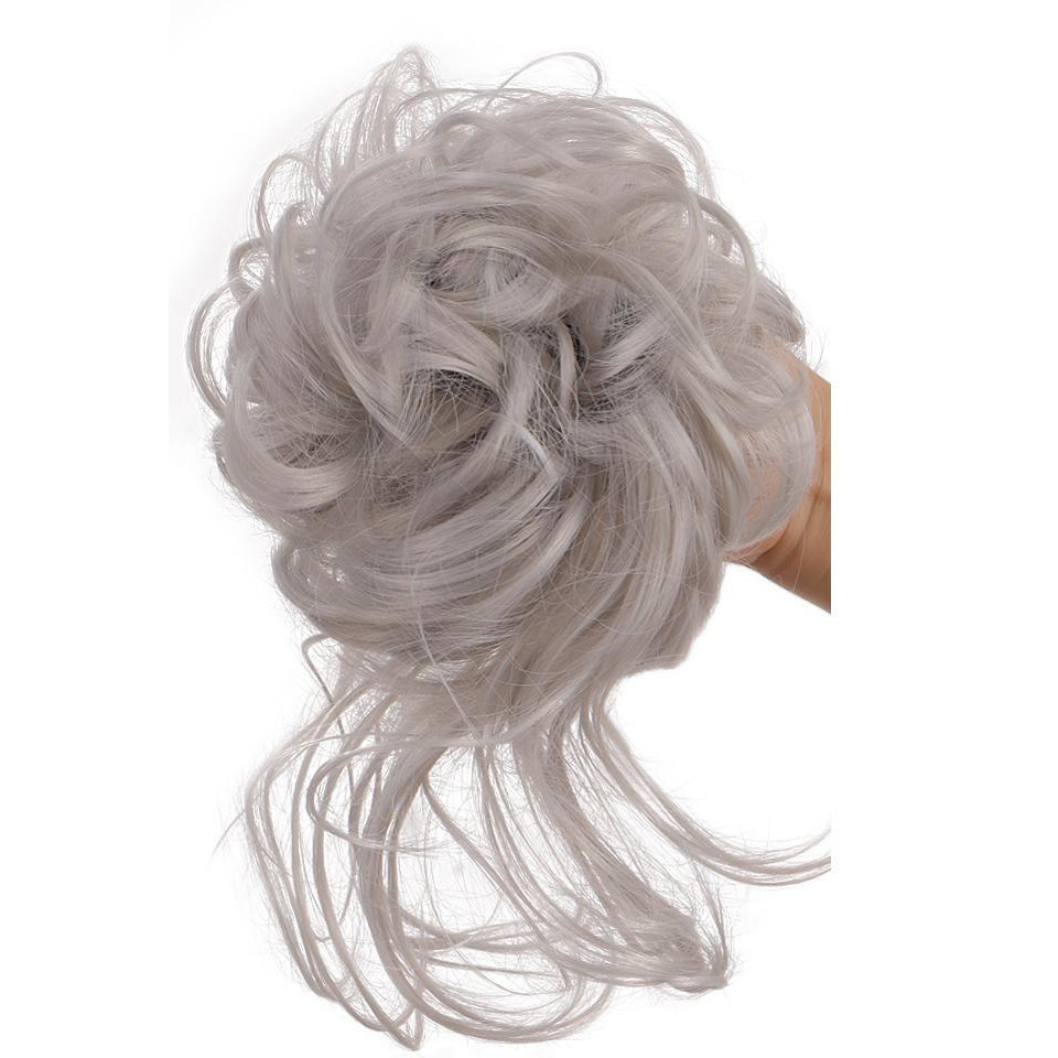 Peluca con banda para el pelo de barba larga, venta al por mayor, comercio exterior transfronterizo europeo y americano, pelo simulado, cóctel, moño desordenado, bola elástica, brote de pelo