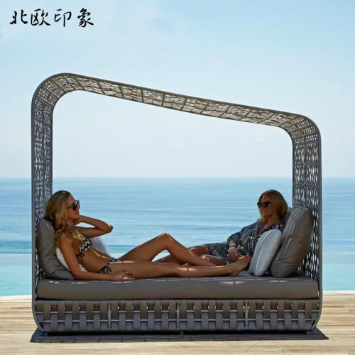 Outdoor rattan sofa combination hotel pool B&B courtyard bed villa garden rooftop creative outdoor furniture