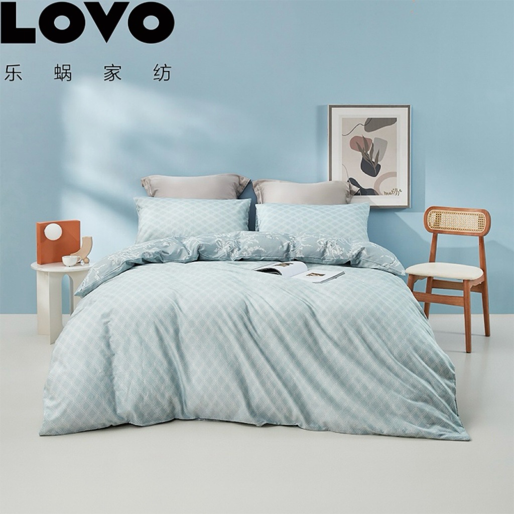 罗莱LOVO乐蜗家纺曲径通幽全棉床品四件套枕套被婚庆轻奢风