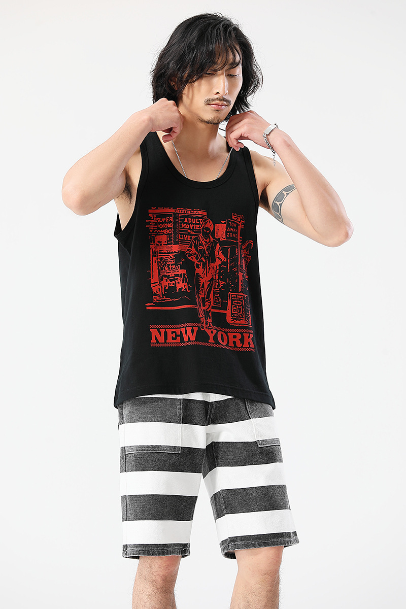 Herrenbekleidung Street-Style bedruckte Weste T-Shirt ärmelloses Unterhemd_voghion.com
