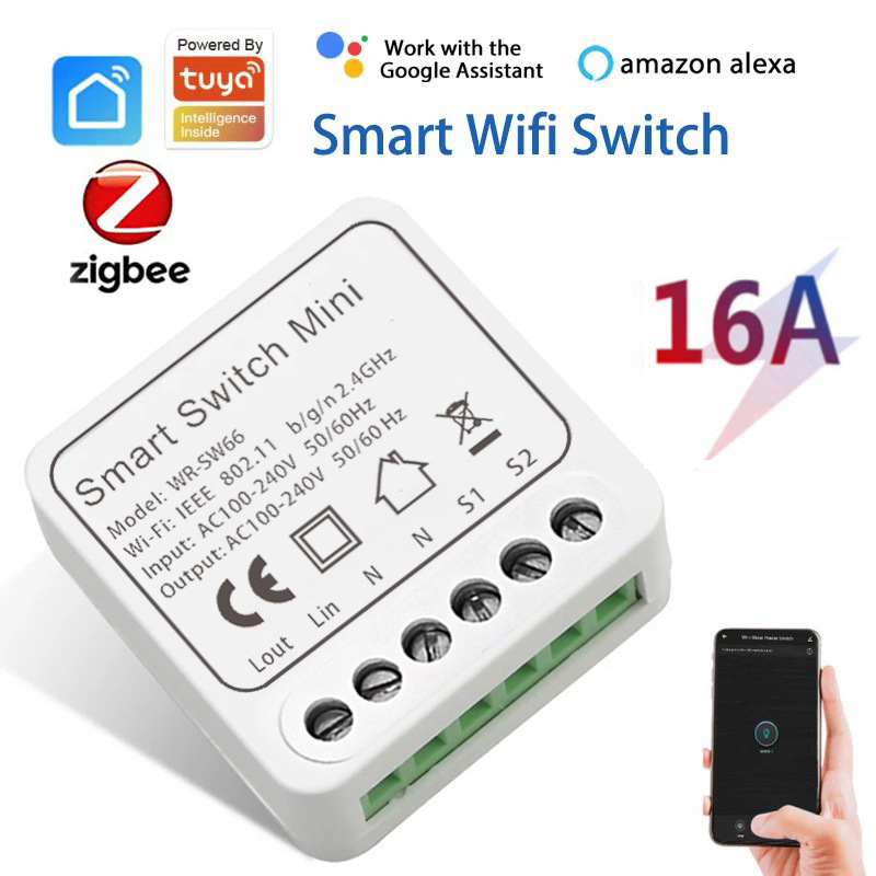 MINIスマートスイッチモジュールDIYリレースイッチ16a 100-240vはtuya易微連APPと接続できます。|undefined