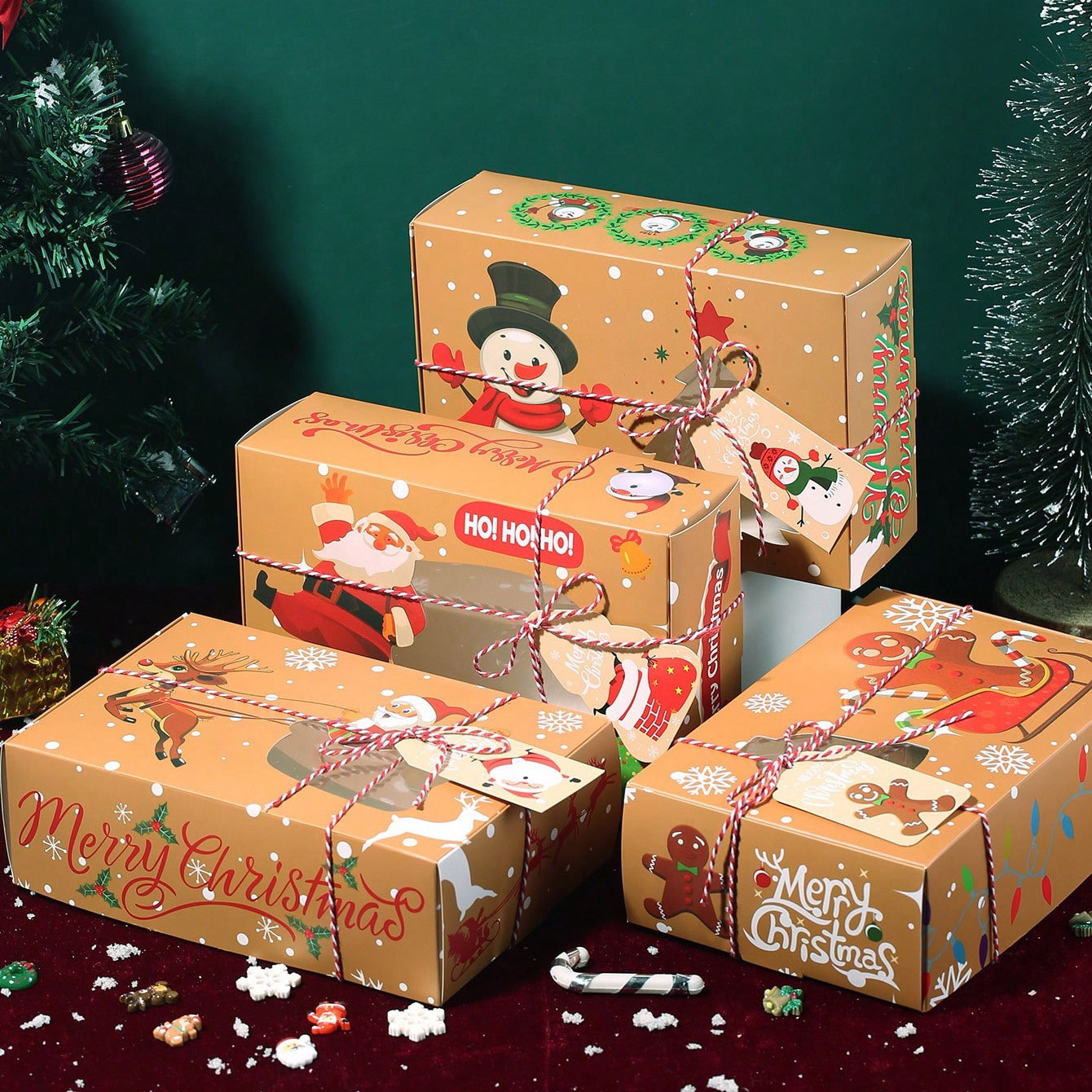 Nueva caja de galletas kraft transfronterizas europeas galletas de Navidad caja de galletas de jengibre PVC caja de dulces de ventana caja de regalo image 3