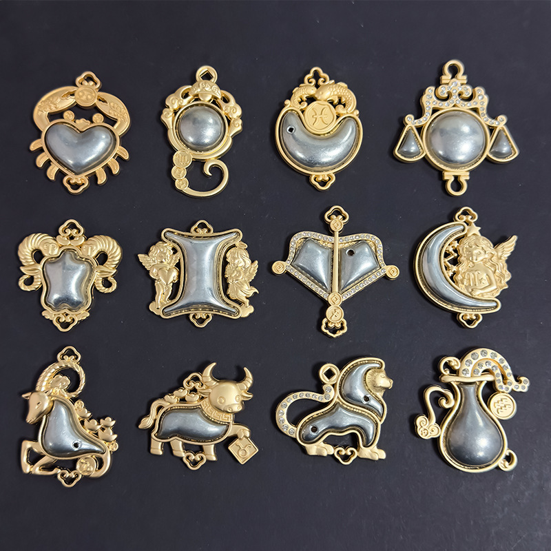 Song Brocade Jewelry Handmade DIY Zodiac Material Kit Set Base Embellishments Car Hanging Ornaments Base Bases for Brooches Hair Clips