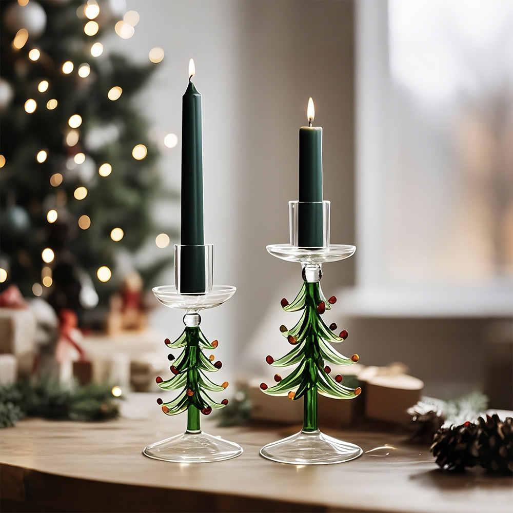 Árbol de Navidad europeo candelabros de vidrio navideño guirnaldas candelabros de color retro candelabros caseros decoración para el hogar