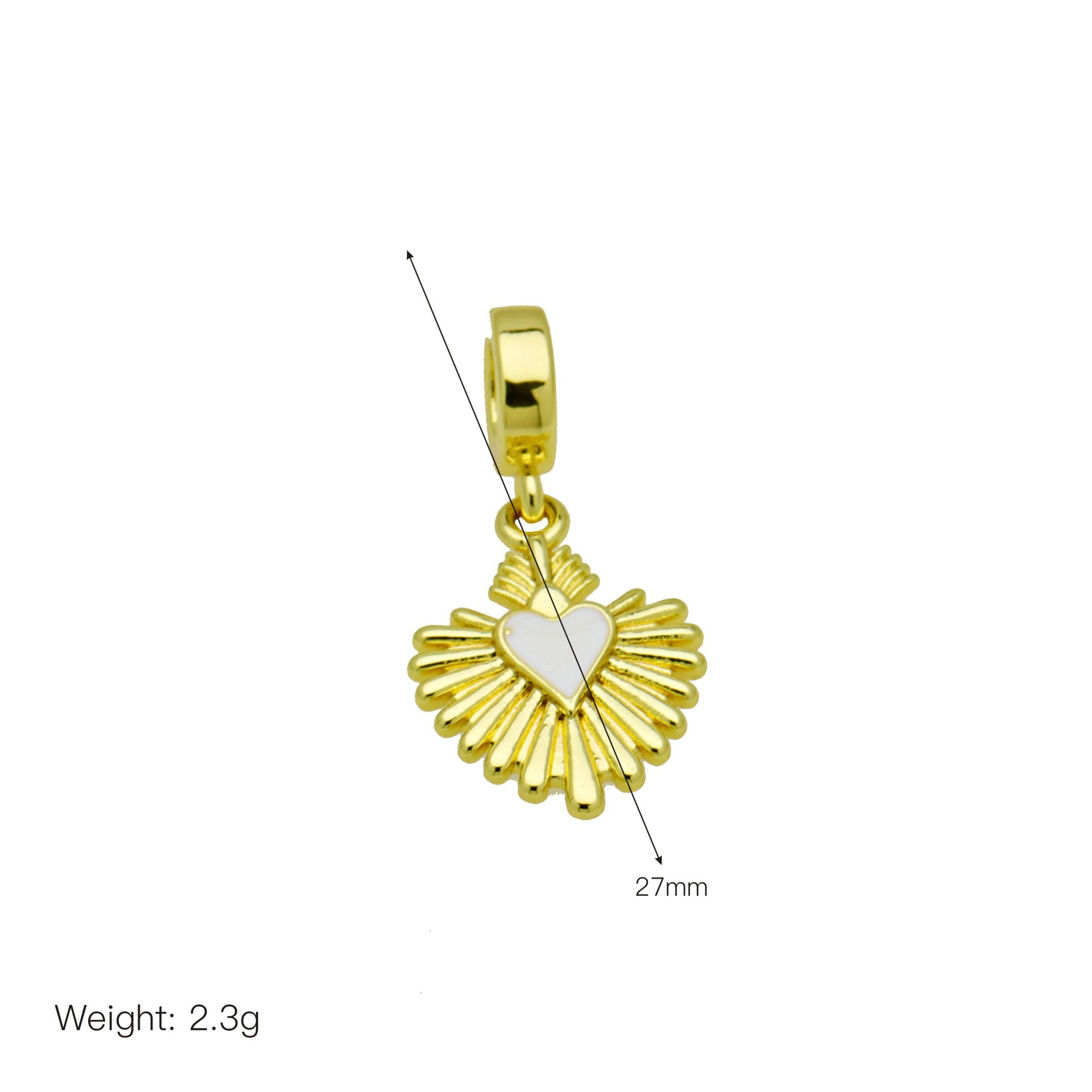 1 Piece 21mm 27MM 30mm Copper Zircon 18K Gold Plated Cross Heart Shape Wings Pendant display picture 8