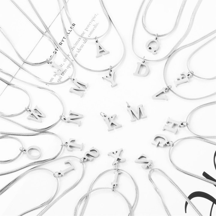 Initial Necklace In Titanium Steel - Elegant Gold Letter Pendant_voghion.com
