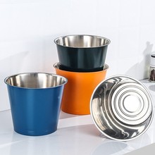 简约圆形垃圾桶不锈钢厨房清洁桶多规格大容量杂物垃圾桶收纳铁桶